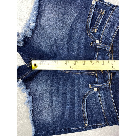 Just USA Denim Shorts Womens 25 Dark Blue Excellent Raw Frayed Hem AB705 - Picture 8 of 9